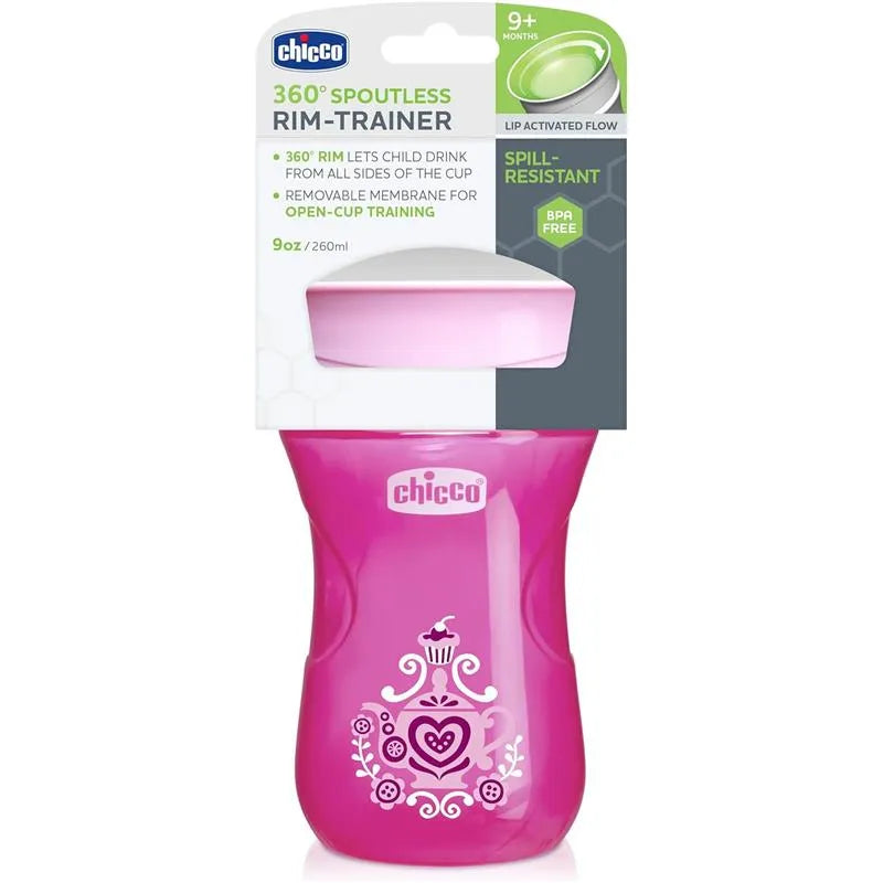 Chicco - 360° Spoutless Rim Trainer Sippy Cup 9M+ | Pink Image 3