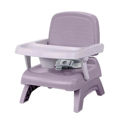Chicco Bento 3-In-1 Booster Seat in Mochi color, featuring a safety strap and removable tray, designed for toddlers.