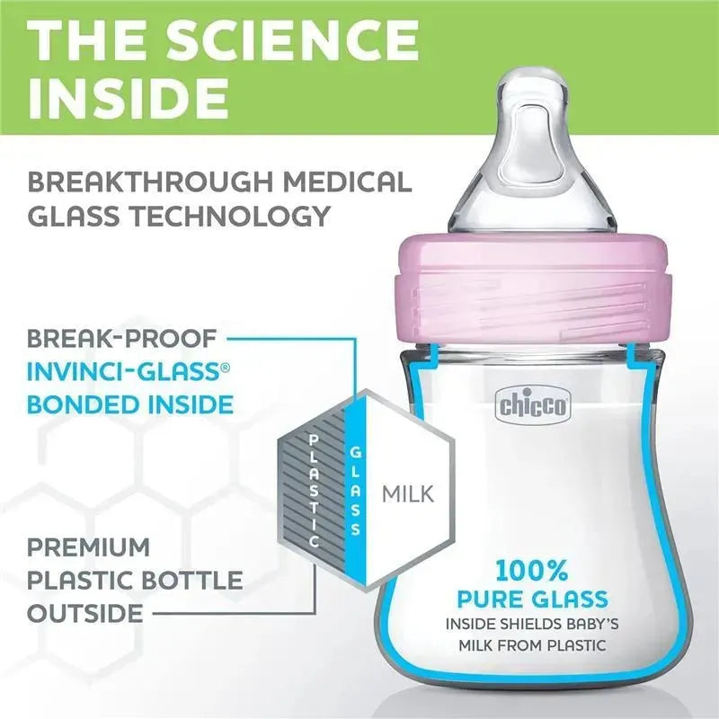 Chicco - 2Pk Duo 5Oz Hybrid Baby Bottles, Pink Image 5
