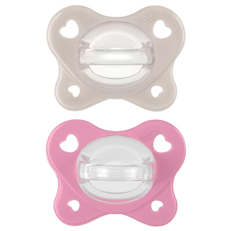 Chicco Feeding - Physioforma Dual Soft Pacifier Grey/Dusty Rose 6-16M, 2Pk Image 1