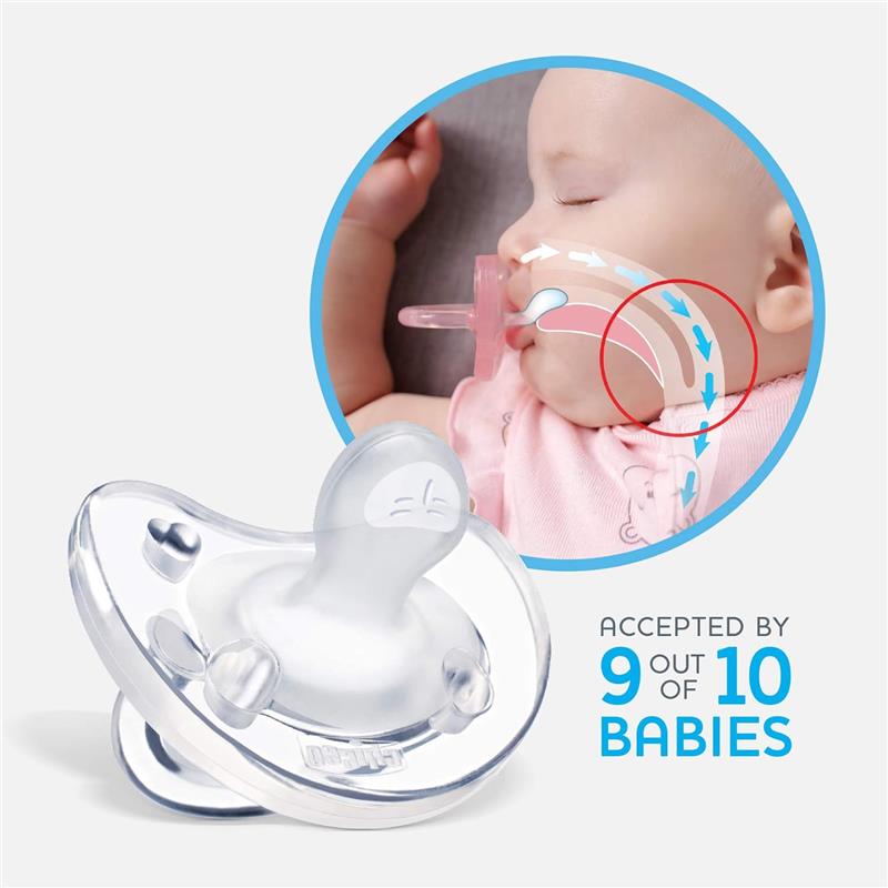 Chicco Feeding - Physioforma Orthodontic Silicone Pacifier Soft Pink 0-6M, 2Pk Image 7