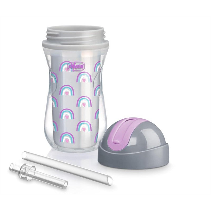 Chicco Insulated Flip-Top Straw Cup 9Oz, Silver/Purple Rainbow, 12M+ Image 3