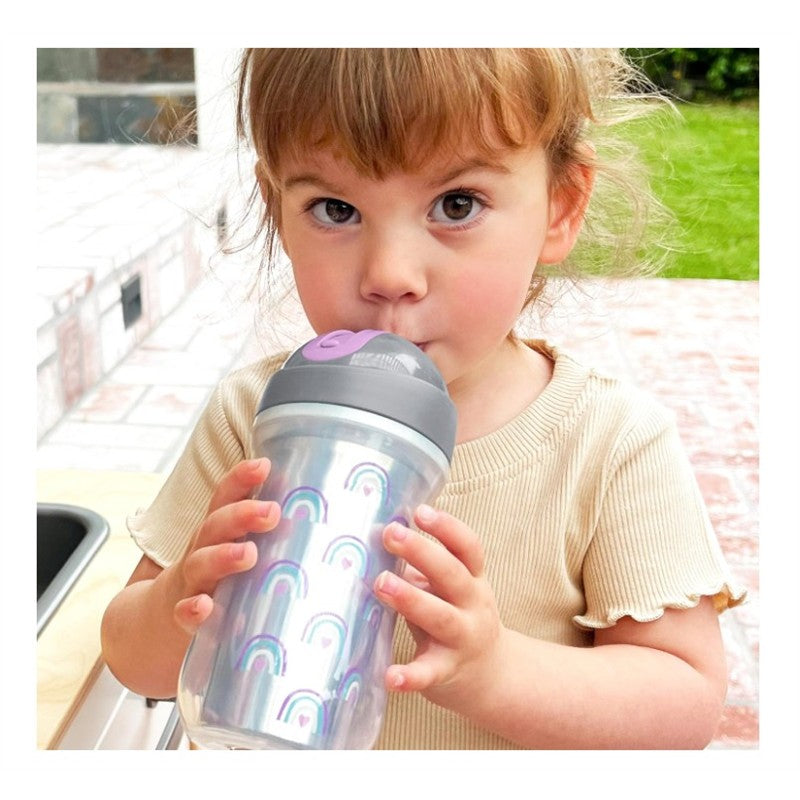Chicco Insulated Flip-Top Straw Cup 9Oz, Silver/Purple Rainbow, 12M+ Image 4