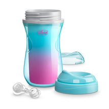 Chicco Insulated Rim Spout Trainer Sippy Cup 9Oz 12M+, 2PK, Teal/Pink/Floral  Image 2