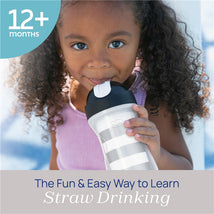 Chicco insulated straw sippy cup for toddlers, featuring a spill-free lid, held by a young child.
