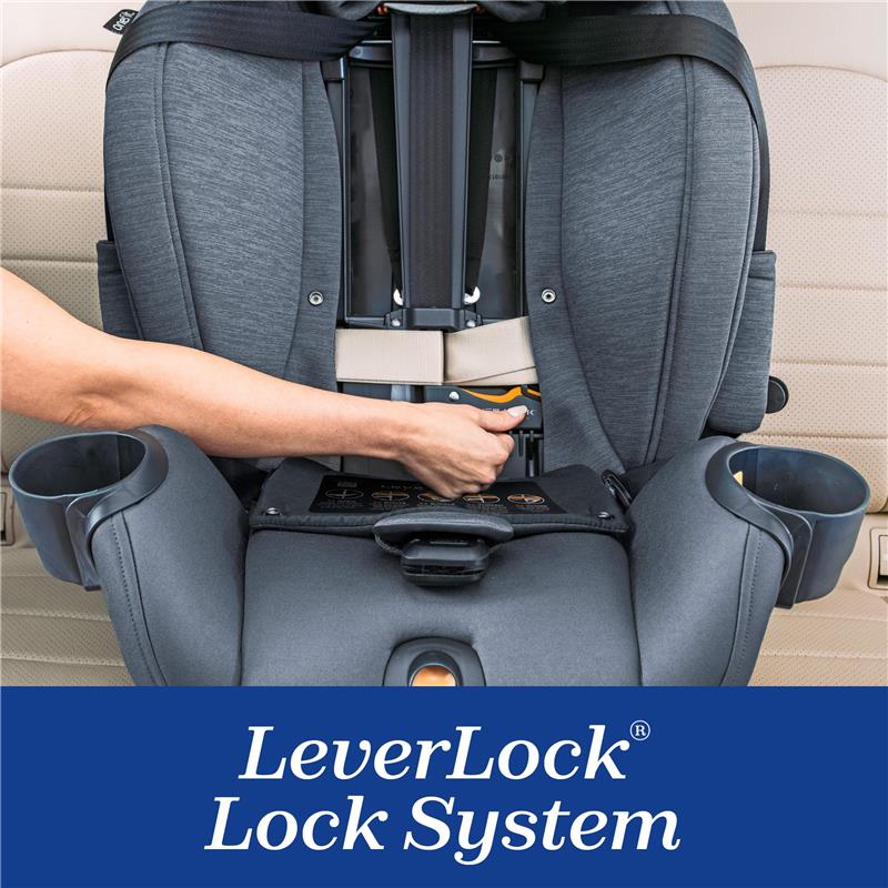 Chicco OneFit LX ClearTex All-in-One Car Seat with LeverLock Installation, Slim Design, Convertible Car Seat, Smoke/Grey Image 7