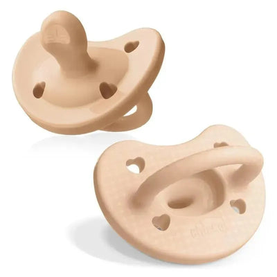 Chicco PhysioForma blush pacifier, made of soft silicone, designed for babies aged 0-6 months.