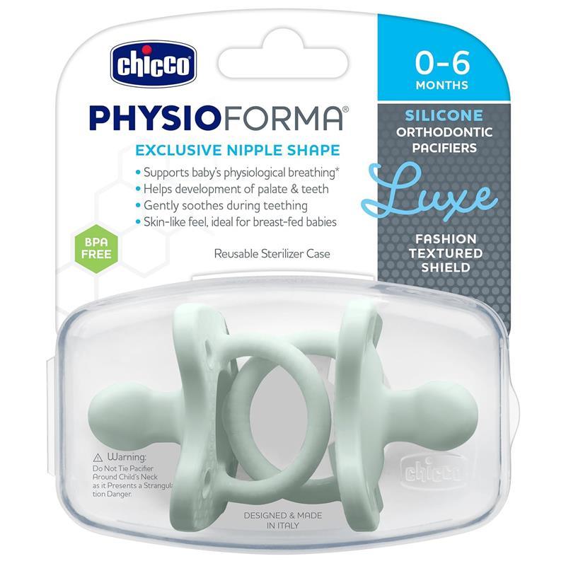 Chicco - PhysioForma 100% Soft Silicone One Piece Pacifier for Babies aged 0-6 months Mint Image 6