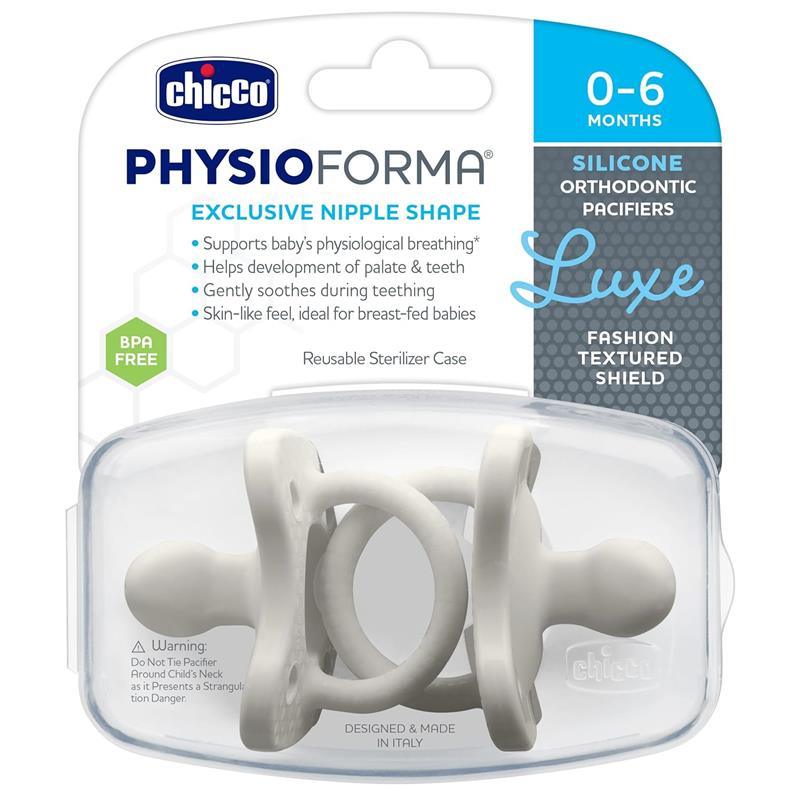 Chicco PhysioForma Luxe Silicone One Piece Pacifier for Babies Aged 0-6m Pearl Grey Image 6