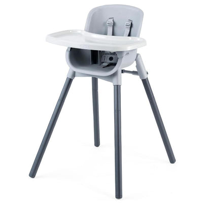 Chicco Zest 4-in-1 Folding High Chair in seasalt and grey with a molded seat and a removable tray.
