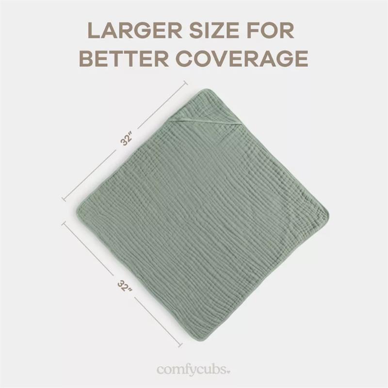 Comfy Cubs 2Pk Hooded Towels 6 Layers, Fern Image 3
