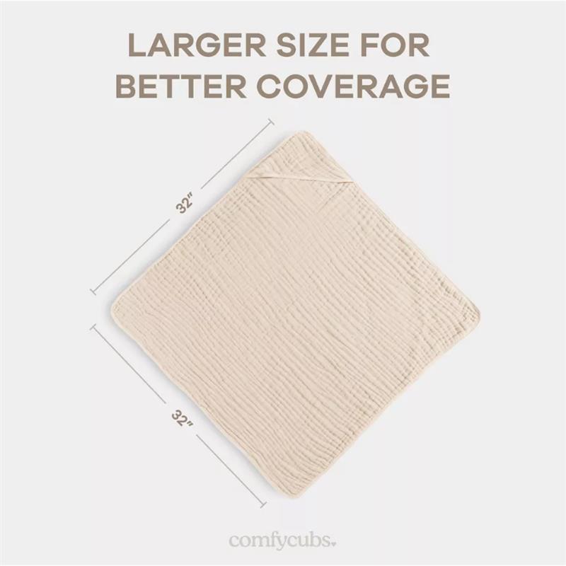 Comfy Cubs 2Pk Hooded Towels 6 Layers, Sand Image 3