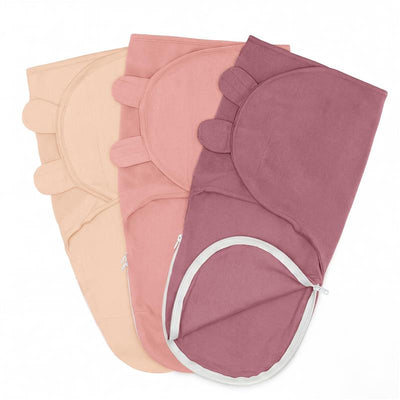Comfy Cubs 3Pk Easy Swaddle Blanket with Zipper Closure, Light Blush, Blush & Mauve Image 1