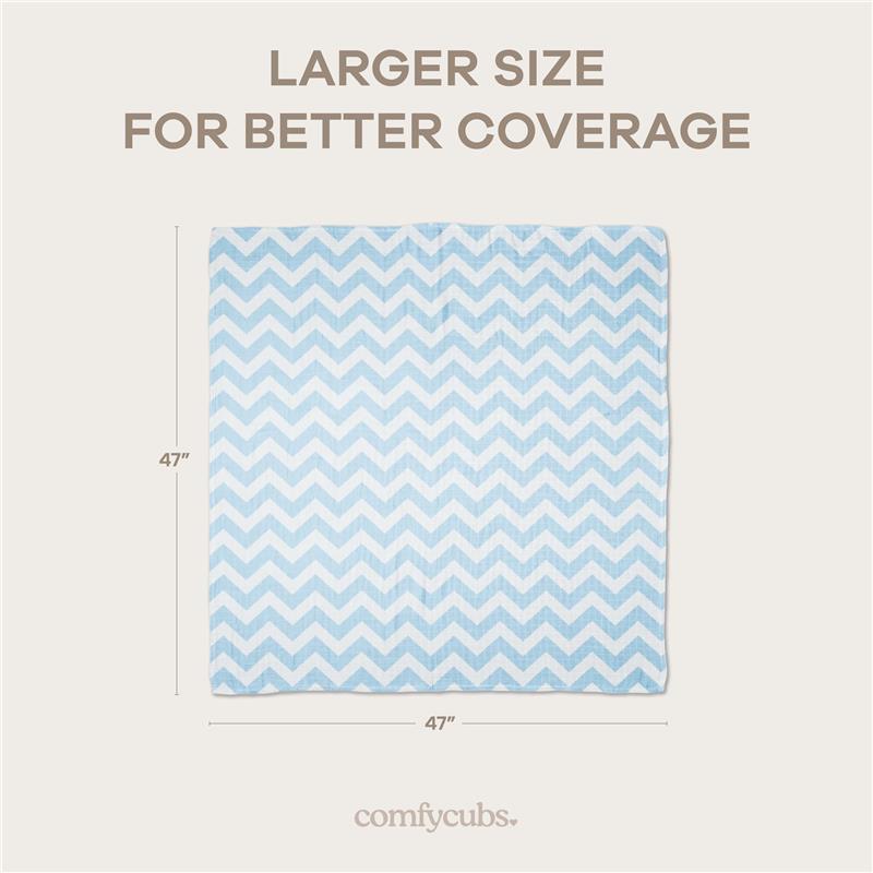 Comfy Cubs 4Pk Muslin Swaddle Blankets, Blue Image 4