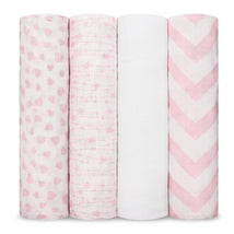 Comfy Cubs 4Pk Muslin Swaddle Blankets, Pink Image 1