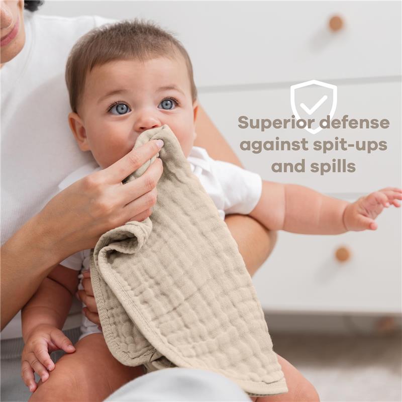 Comfy Cubs - 6Pk Muslin Burp Cloths, Sand Image 4