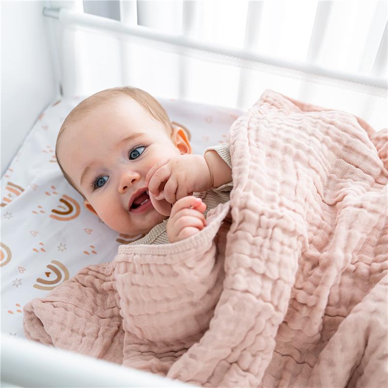 Comfy Cubs Muslin Baby Blanket, Blush Image 2
