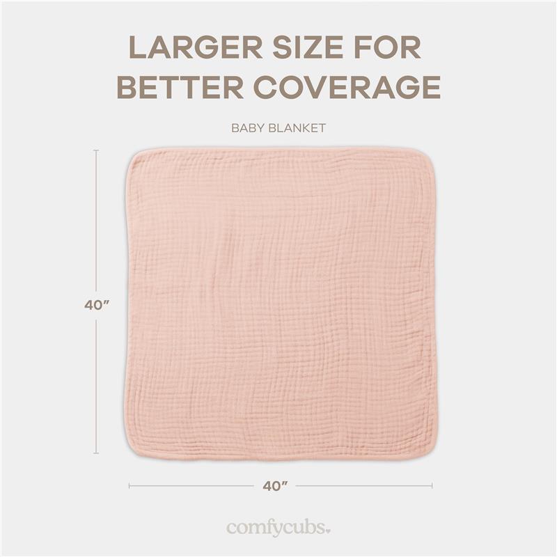 Comfy Cubs Muslin Baby Blanket, Blush Image 4