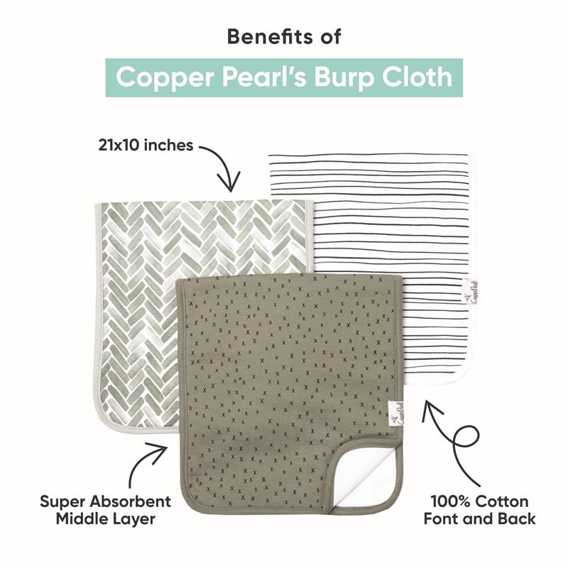 Copper Pearl - 3Pk Premium Baby Burp Cloths Ferra Set Image 2