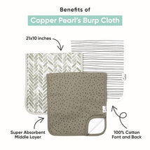 Copper Pearl - 3Pk Premium Baby Burp Cloths Large Cotton Burp Cloths, Alta Set Image 2