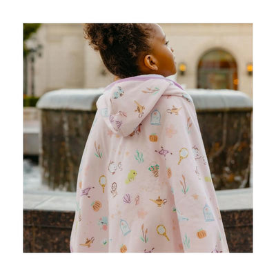 Hooded towel featuring playful, colorful patterns of enchanted friends, designed for big kids.