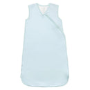 Light blue 0.5 Tog sleep bag for infants, featuring a sleeveless design and secure front closure, suitable for ages 0-6 months.