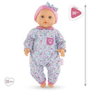 Soft-bodied Corolle doll Bébé Calin Capucine, 30cm, wearing a floral outfit with a pink bow, suitable for ages 18 months and up.