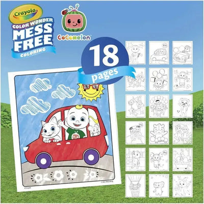 Crayola Color Wonder Mess Free Coloring Pad & Markers featuring Cocomelon, with 18 pages of fun designs.