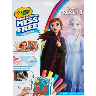 Crayola Color Wonder Coloring Pad featuring Disney Frozen II; includes 18 coloring pages and 5 mess-free markers.