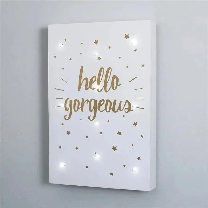 Crown Crafts - Little Love By Nojo Wall Art Light Up, Hello Gorgeous Image 3