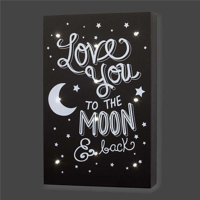 Crown Crafts - Little Love By Nojo Wall Art Light Up, Love You To The Moon And Back Image 1