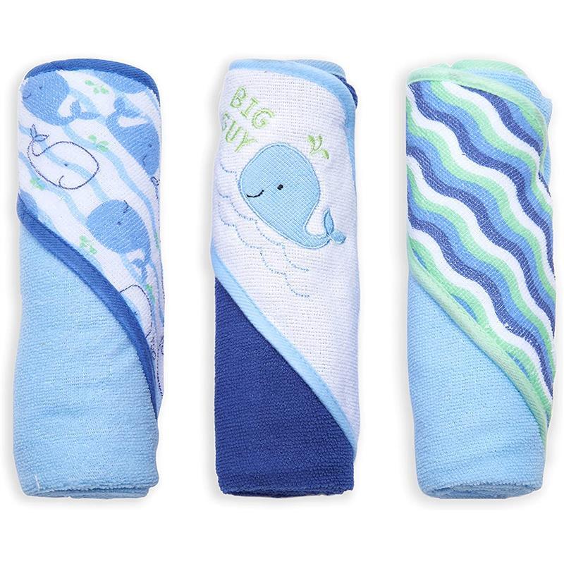 Cudlie - 3Pk Rolled/Carded Hooded Towel, Big Guy Whale Image 1
