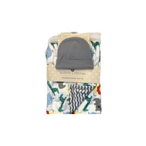 Cudlie - Buttons & Stitches 2Pk Baby Blanket & Cap, Jungle Leaves Image 1