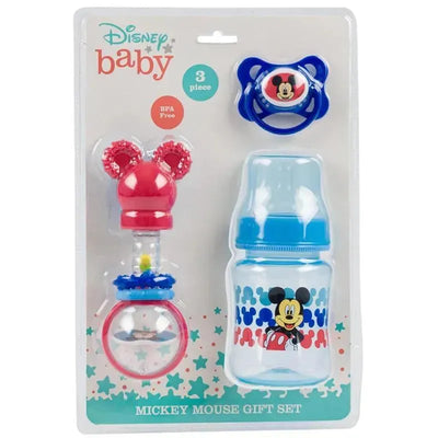 Cudlie - 3Pk Mickey Mouse Baby Set on Card Rattle Image 1
