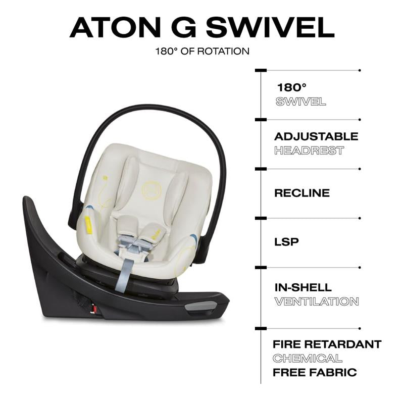 Cybex - Aton G Swivel Infant Car Seat with 180-Degree Rotate, Seashell Beige Image 3