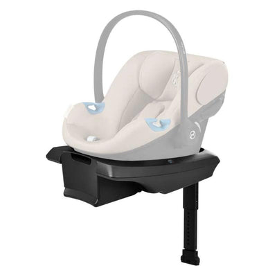 Cybex Aton G2 Infant Car Seat with a load leg base, featuring a soft beige seat and safety components for infant security.