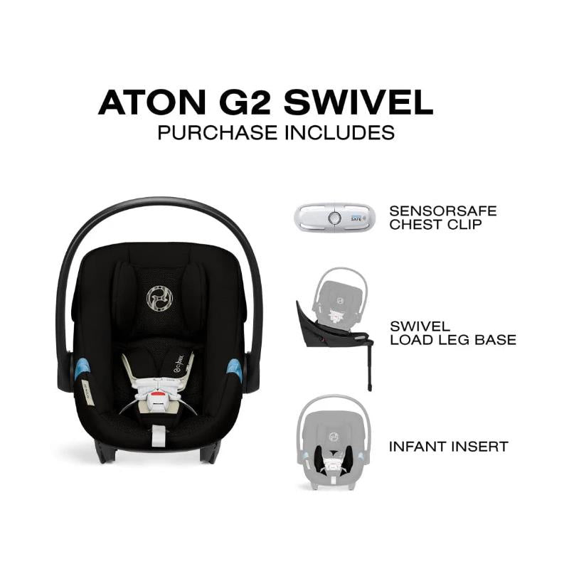 Cybex - Aton G2 Swivel Infant Car Seat With Load Leg Base, Moon Black Image 7