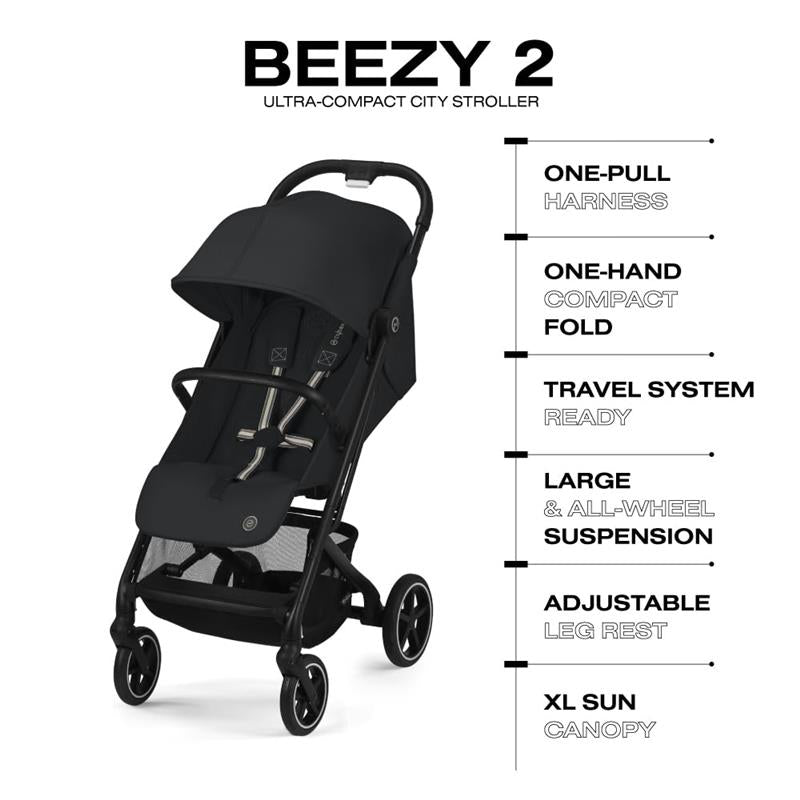 CYBEX - Beezy 2 Compact and Lightweight Travel Stroller, Magic Black Image 5