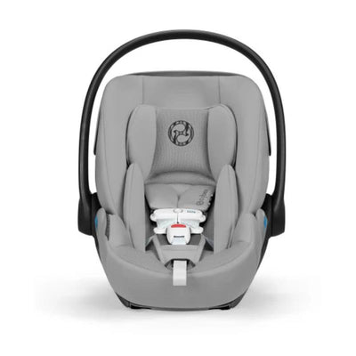 Cybex Cloud G Pro Comfort Extend Infant Car Seat in Stone Grey with adjustable handle and safety harness.