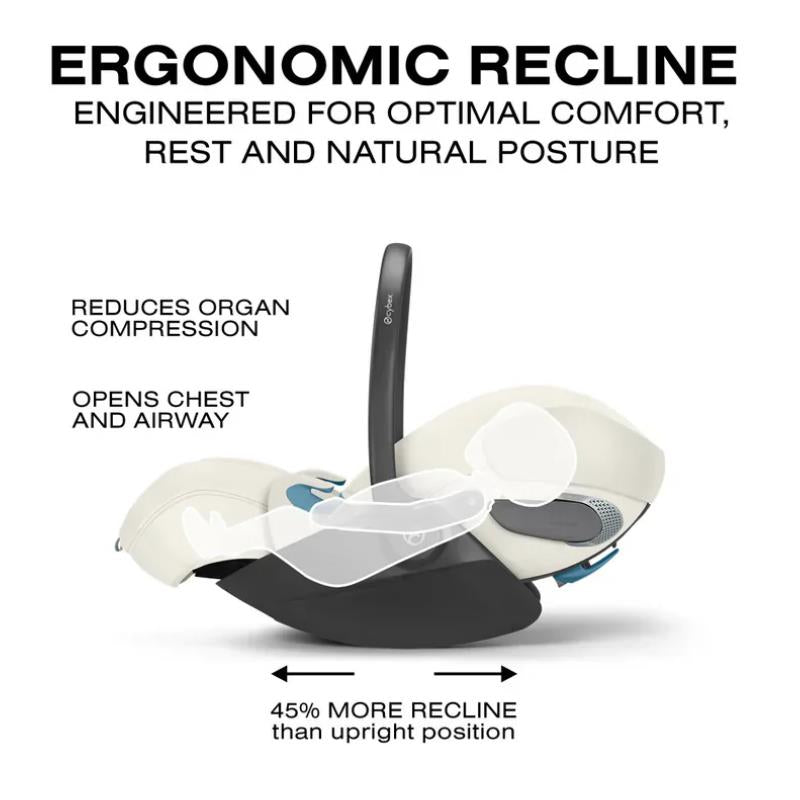 Cybex Cloud T Comfort Extend Infant Car Seat With Sensorsafe, Off White Image 3