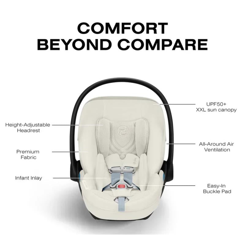 Cybex Cloud T Comfort Extend Infant Car Seat With Sensorsafe, Off White Image 4