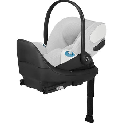 Cybex Cloud T Sensorsafe Infant Car Seat in Platinum White with a lightweight design and adjustable handle.