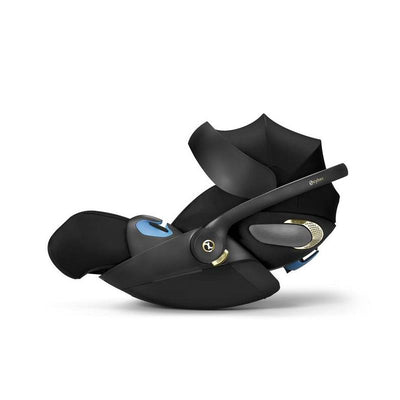Cybex Cloud T car seat with SensorSafe technology, featuring a black shell and adjustable canopy.