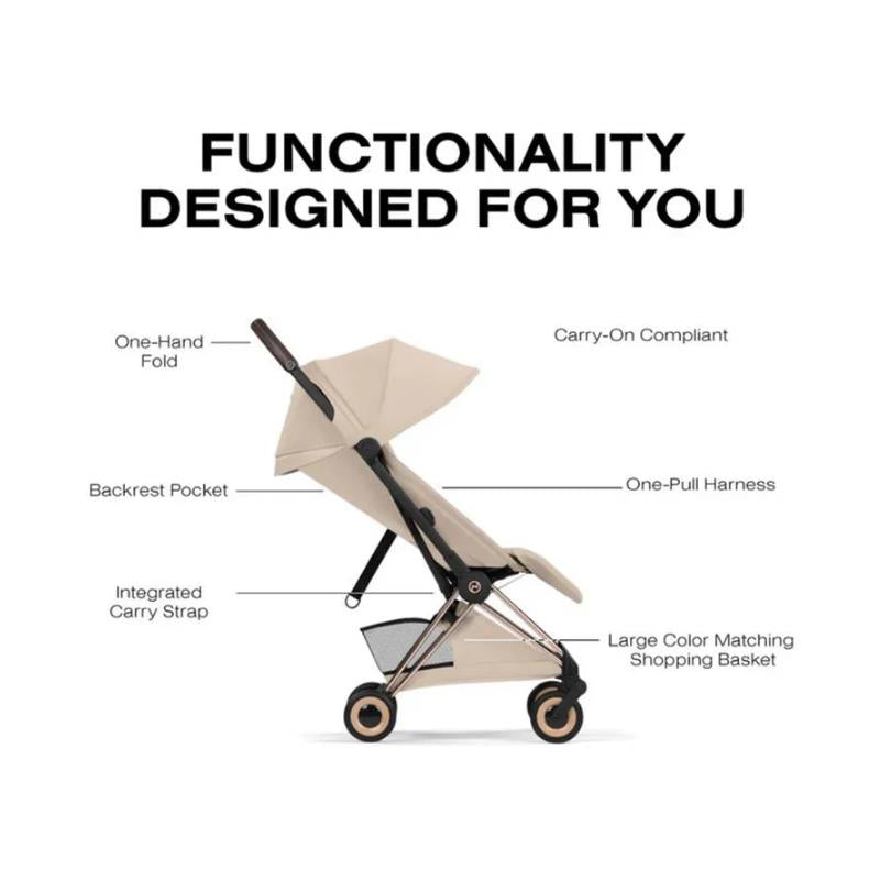 Cybex Coya Stroller Rose Gold Frame/Cozy Beige Lux Seat Image 3