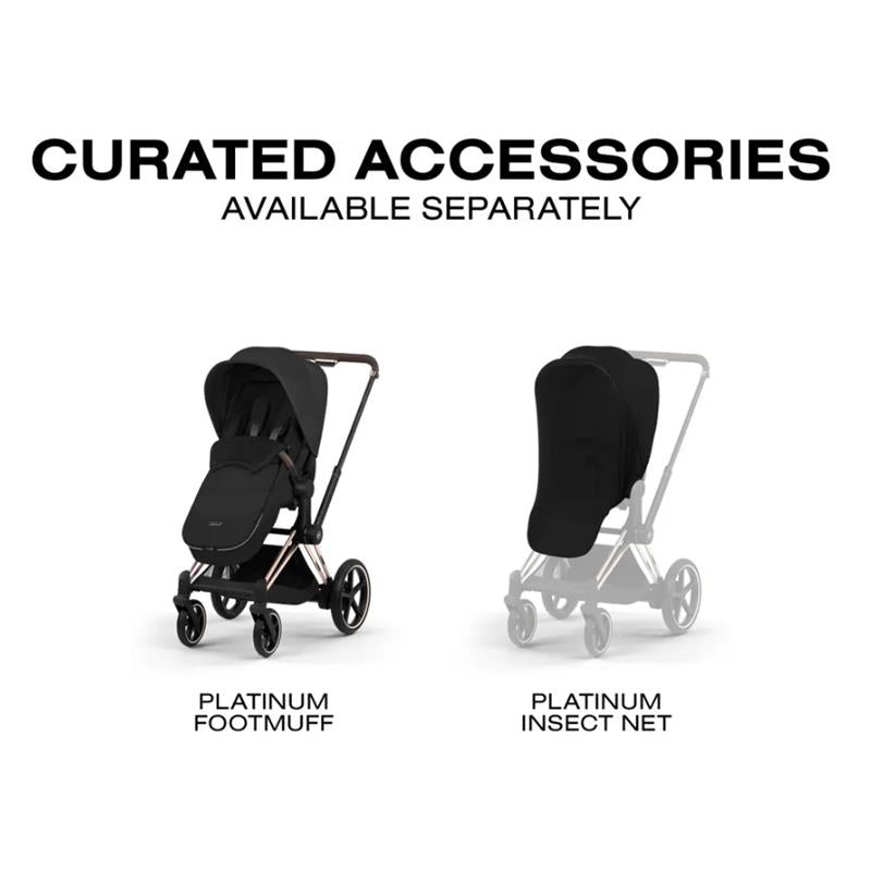 Cybex E-Priam Stroller, Matte Black Frame/Coconut Brown Lux Seat Image 11