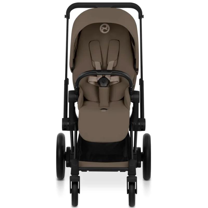 Cybex E-Priam Stroller, Matte Black Frame/Coconut Brown Lux Seat Image 2