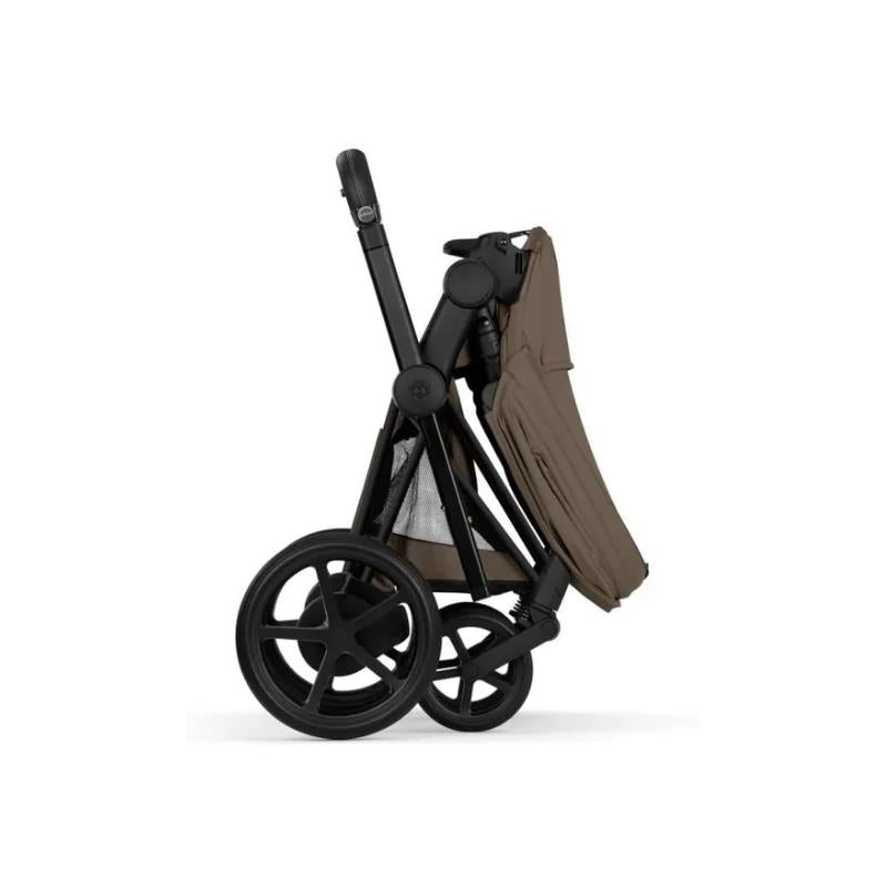 Cybex E-Priam Stroller, Matte Black Frame/Coconut Brown Lux Seat Image 4