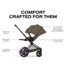 Cybex E-Priam Stroller, Matte Black Frame/Coconut Brown Lux Seat Image 6