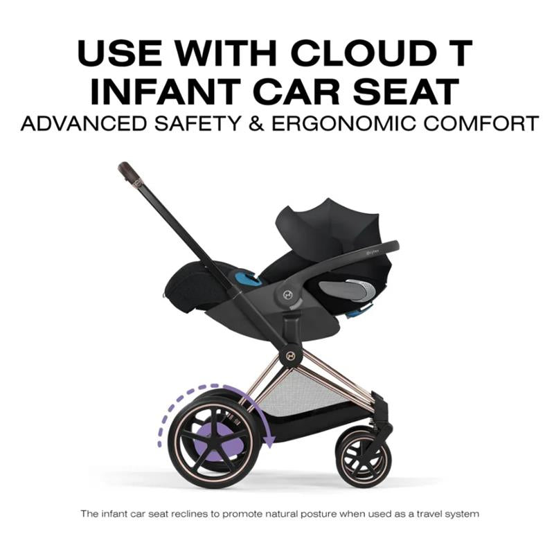 Cybex E-Priam Stroller, Matte Black Frame/Cozy Beige Lux Seat Image 10