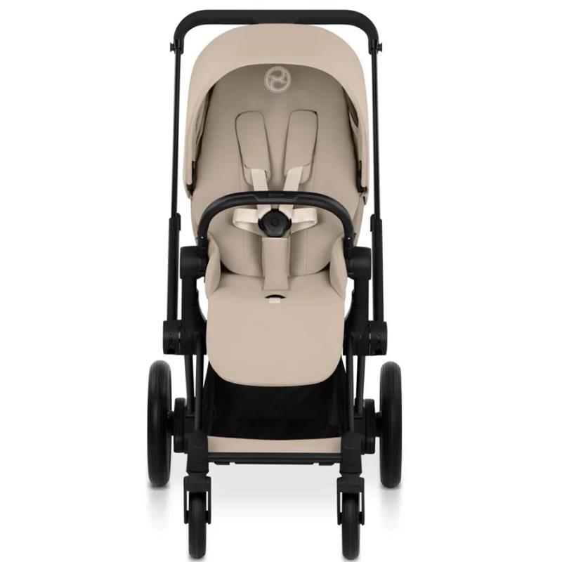Cybex E-Priam Stroller, Matte Black Frame/Cozy Beige Lux Seat Image 2